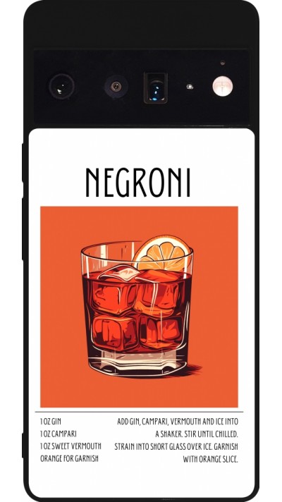 Google Pixel 6 Pro Case Hülle - Silikon schwarz Cocktail Rezept Negroni