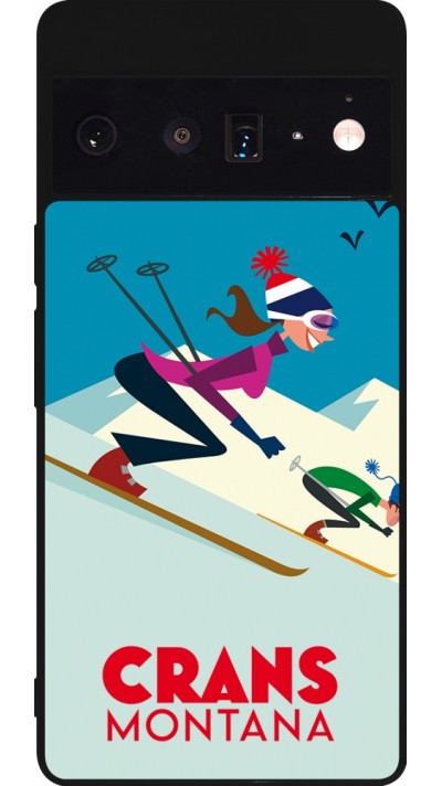 Google Pixel 6 Pro Case Hülle - Silikon schwarz Crans-Montana Ski Downhill