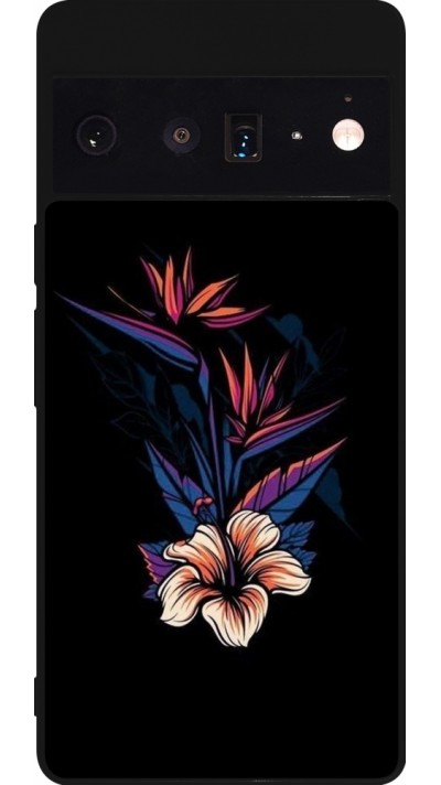 Google Pixel 6 Pro Case Hülle - Silikon schwarz Dark Flowers