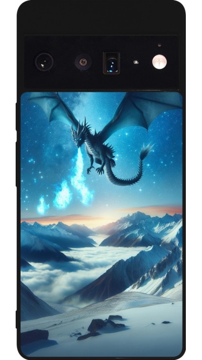 Google Pixel 6 Pro Case Hülle - Silikon schwarz Drache nächtliche Berg