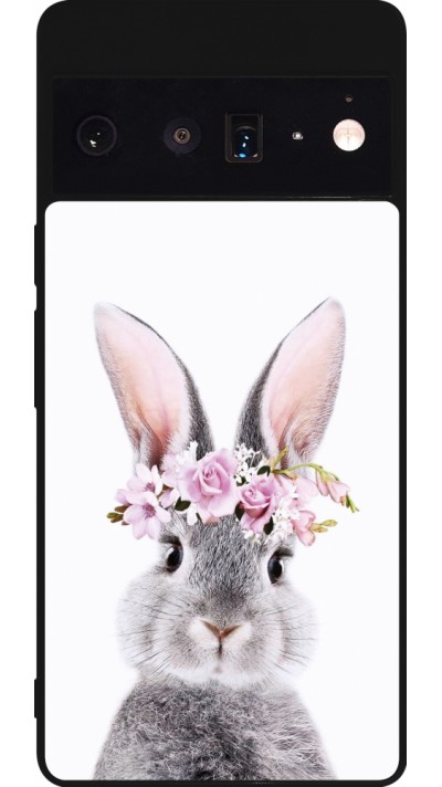 Google Pixel 6 Pro Case Hülle - Silikon schwarz Easter 2023 flower bunny