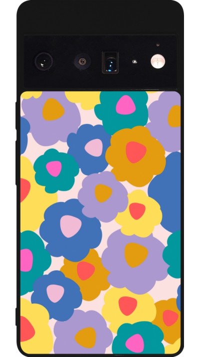 Google Pixel 6 Pro Case Hülle - Silikon schwarz Easter 2024 flower power