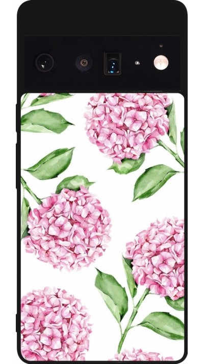 Google Pixel 6 Pro Case Hülle - Silikon schwarz Easter 2024 pink flowers