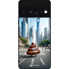 Google Pixel 6 Pro Case Hülle - Silikon schwarz Kackhaufen Emoji Spaziergang