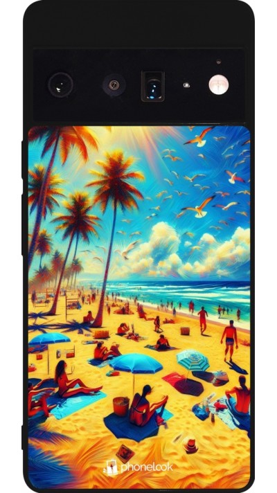 Google Pixel 6 Pro Case Hülle - Silikon schwarz Sommer Paradies Farbe