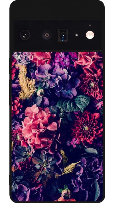 Google Pixel 6 Pro Case Hülle - Silikon schwarz Flowers Dark