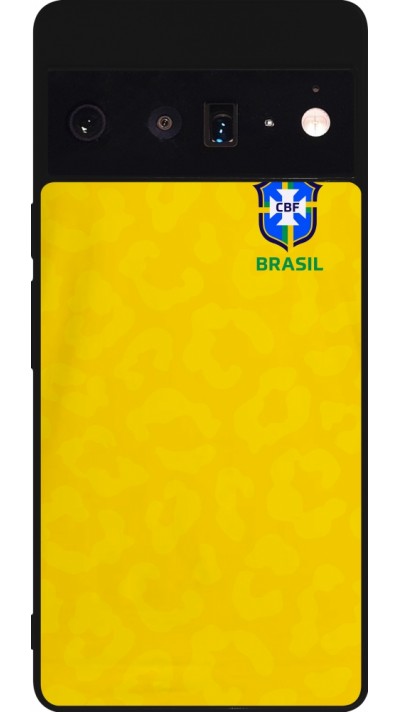 Google Pixel 6 Pro Case Hülle - Silikon schwarz Brasilien 2022 personalisierbares Fußballtrikot