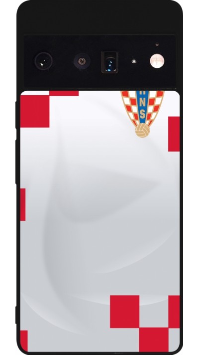 Google Pixel 6 Pro Case Hülle - Silikon schwarz Kroatien 2022 personalisierbares Fussballtrikot