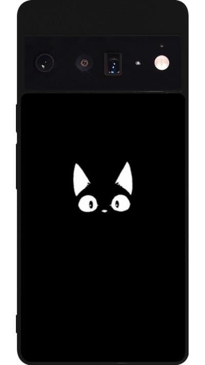 Google Pixel 6 Pro Case Hülle - Silikon schwarz Funny cat on black