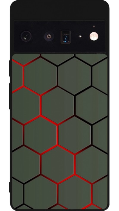 Google Pixel 6 Pro Case Hülle - Silikon schwarz Geometric Line red