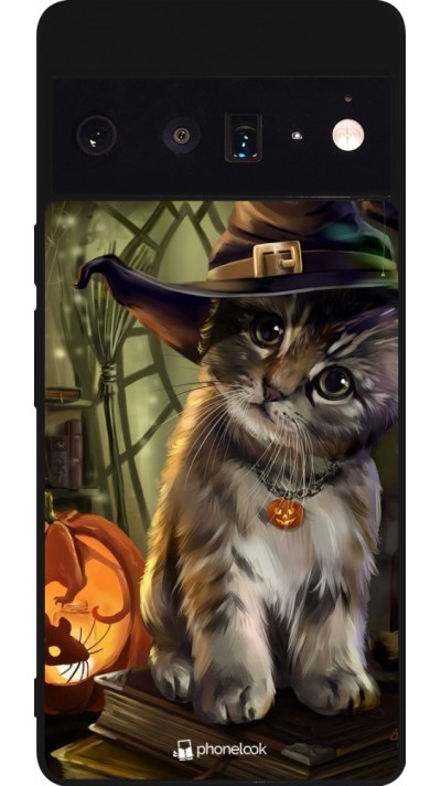 Google Pixel 6 Pro Case Hülle - Silikon schwarz Halloween 21 Witch cat