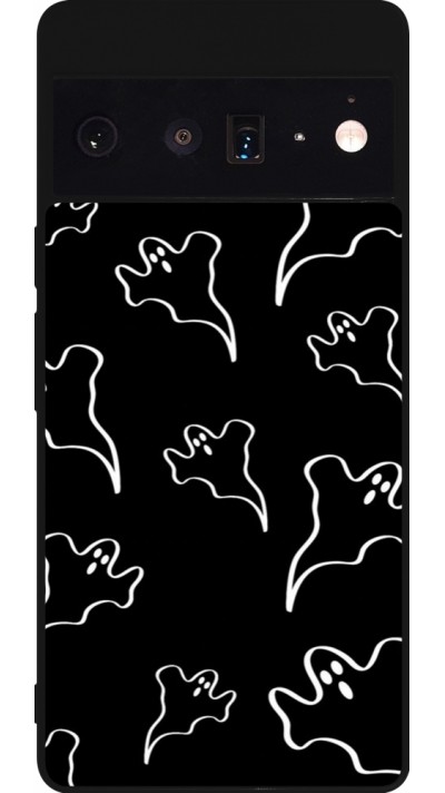 Google Pixel 6 Pro Case Hülle - Silikon schwarz Halloween 2024 black and white ghosts