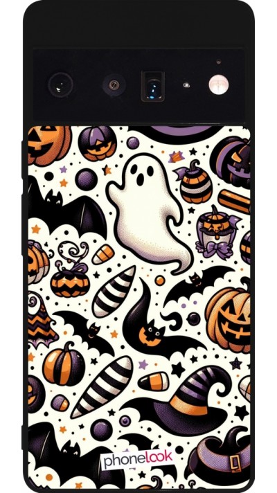 Google Pixel 6 Pro Case Hülle - Silikon schwarz Halloween 2024 Niedliches Muster