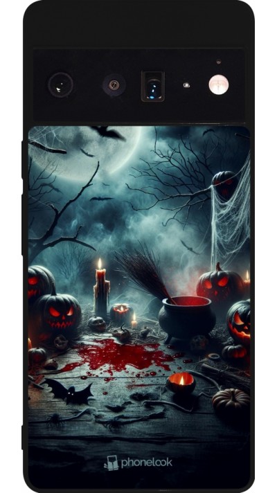 Google Pixel 6 Pro Case Hülle - Silikon schwarz Halloween 2024 Dunkler Mond