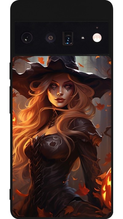 Google Pixel 6 Pro Case Hülle - Silikon schwarz Halloween 2024 sexy witch