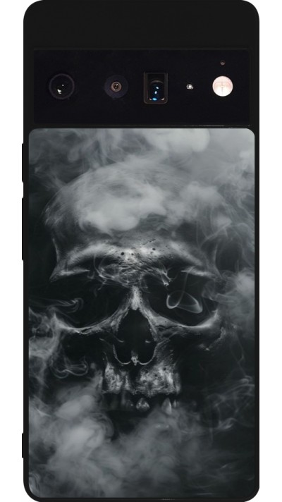 Google Pixel 6 Pro Case Hülle - Silikon schwarz Halloween 2024 smoky skull