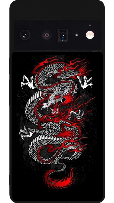 Google Pixel 6 Pro Case Hülle - Silikon schwarz Japanese style Dragon Tattoo Red Black