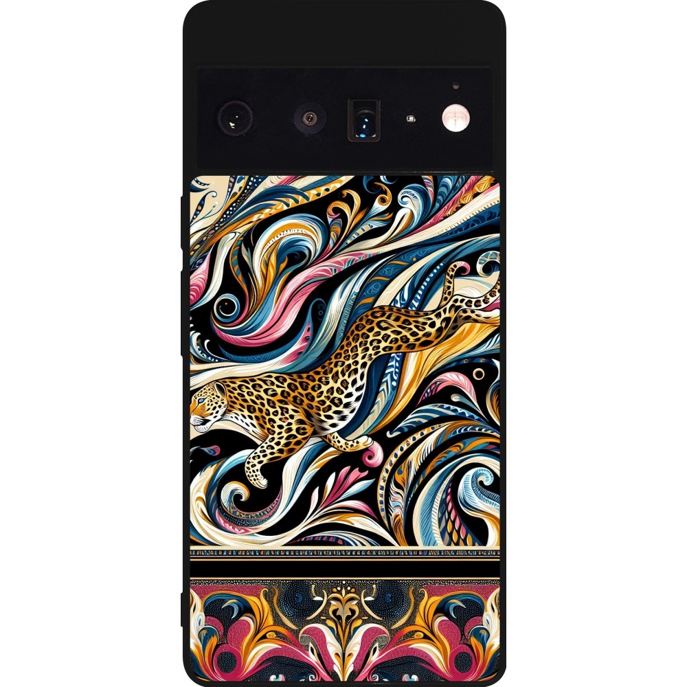 Google Pixel 6 Pro Case Hülle - Silikon schwarz Leopard Abstrakte Kunst