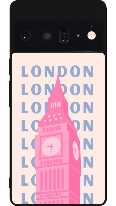 Google Pixel 6 Pro Case Hülle - Silikon schwarz London Pink Print