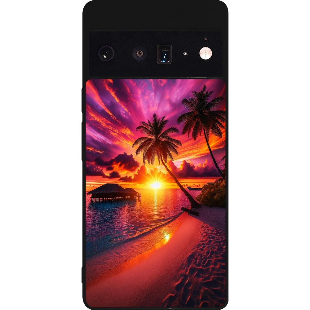 Google Pixel 6 Pro Case Hülle - Silikon schwarz Malediven Abenddämmerung Glückseligkeit