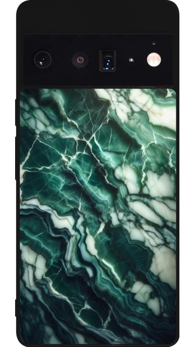 Google Pixel 6 Pro Case Hülle - Silikon schwarz Majestätischer grüner Marmor