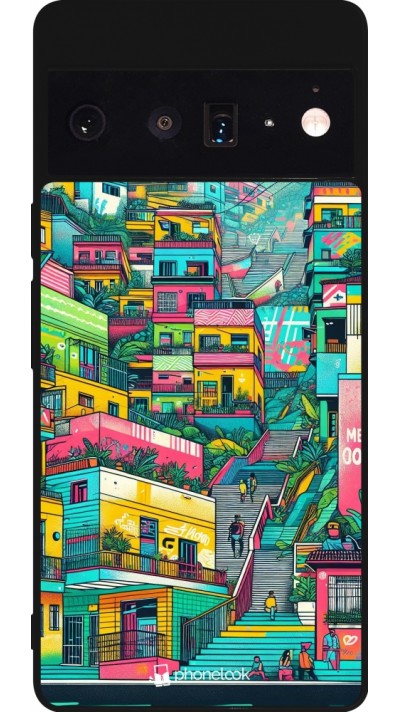 Google Pixel 6 Pro Case Hülle - Silikon schwarz Medellin Comuna 13 Kunst