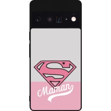 Google Pixel 6 Pro Case Hülle - Silikon schwarz Mom 2024 Super hero maman