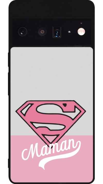 Google Pixel 6 Pro Case Hülle - Silikon schwarz Mom 2024 Super hero maman