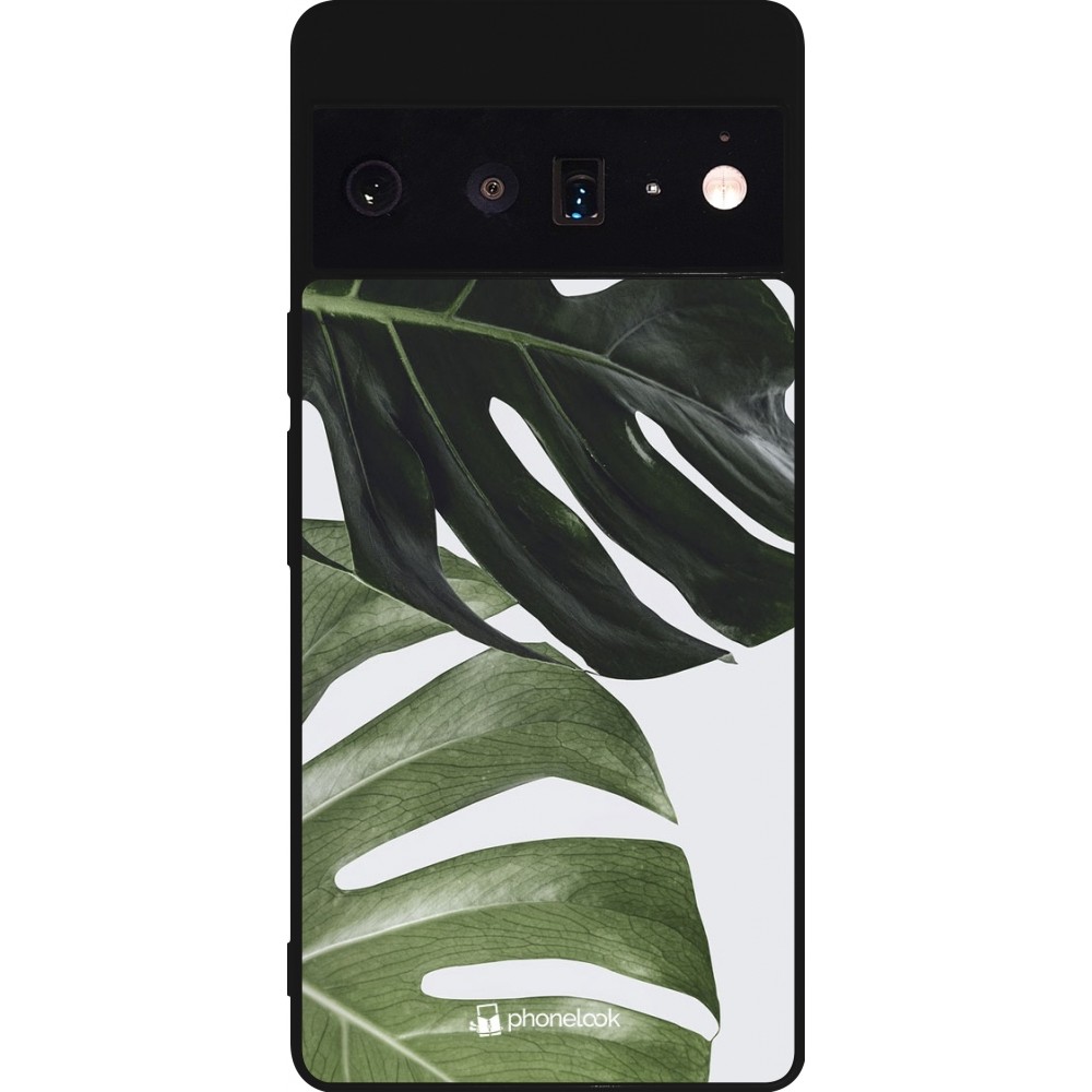 Google Pixel 6 Pro Case Hülle - Silikon schwarz Monstera Plant