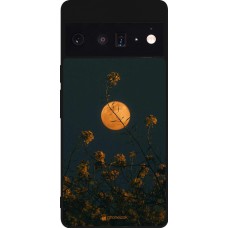 Google Pixel 6 Pro Case Hülle - Silikon schwarz Moon Flowers