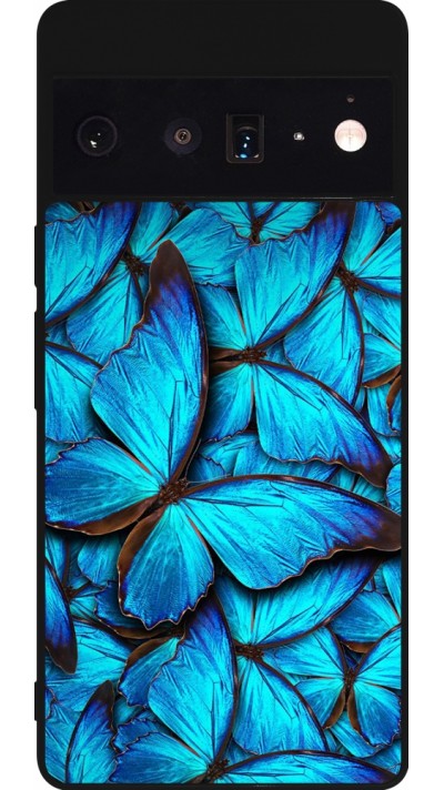 Google Pixel 6 Pro Case Hülle - Silikon schwarz Papillon bleu