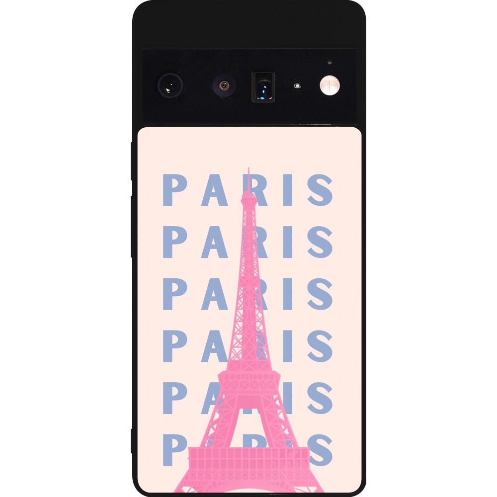 Google Pixel 6 Pro Case Hülle - Silikon schwarz Paris Pink Print