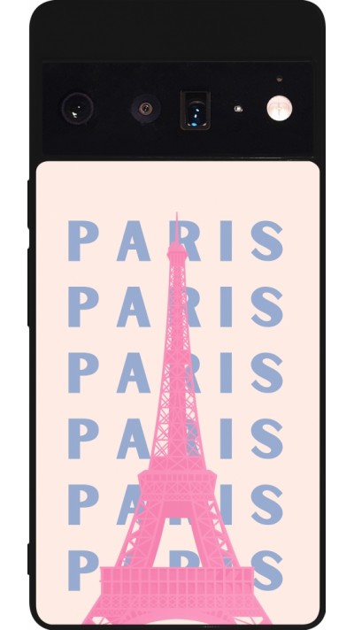 Google Pixel 6 Pro Case Hülle - Silikon schwarz Paris Pink Print