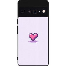 Google Pixel 6 Pro Case Hülle - Silikon schwarz Pixel Herz Hellviolett