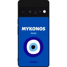 Google Pixel 6 Pro Case Hülle - Silikon schwarz Pop Summer Destination Mykonos