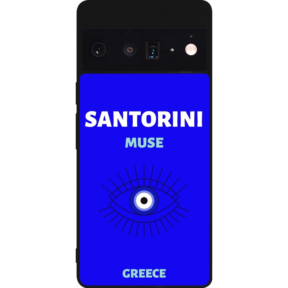 Google Pixel 6 Pro Case Hülle - Silikon schwarz Pop Summer Destination Santorini