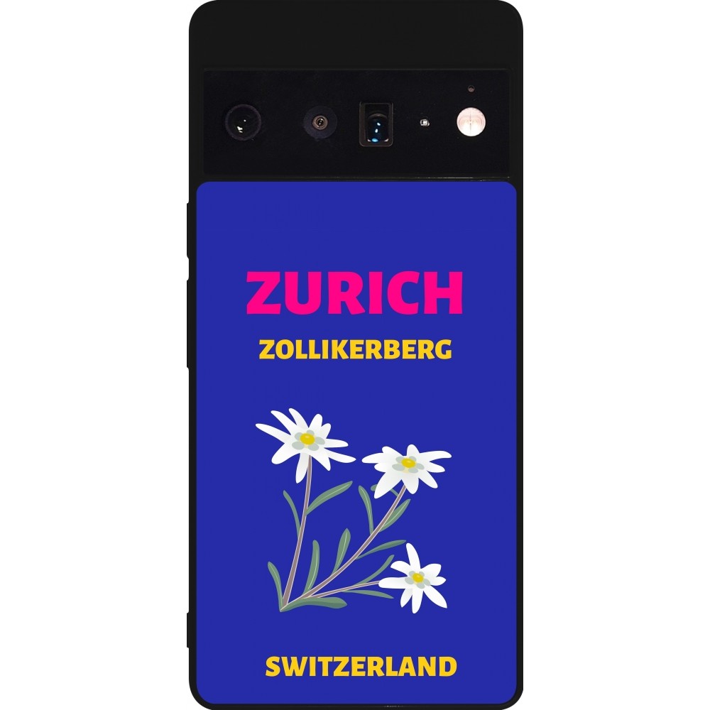 Google Pixel 6 Pro Case Hülle - Silikon schwarz Pop Summer Destination Zurich