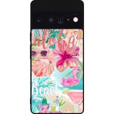 Google Pixel 6 Pro Case Hülle - Silikon schwarz Preppy Collage Aloha