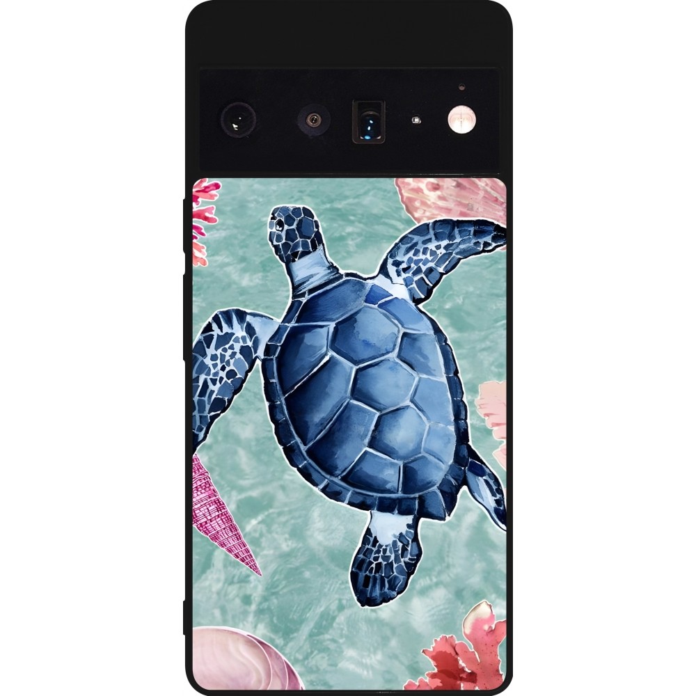 Google Pixel 6 Pro Case Hülle - Silikon schwarz Preppy Turtle