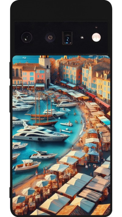 Google Pixel 6 Pro Case Hülle - Silikon schwarz Saint-Tropez Strand