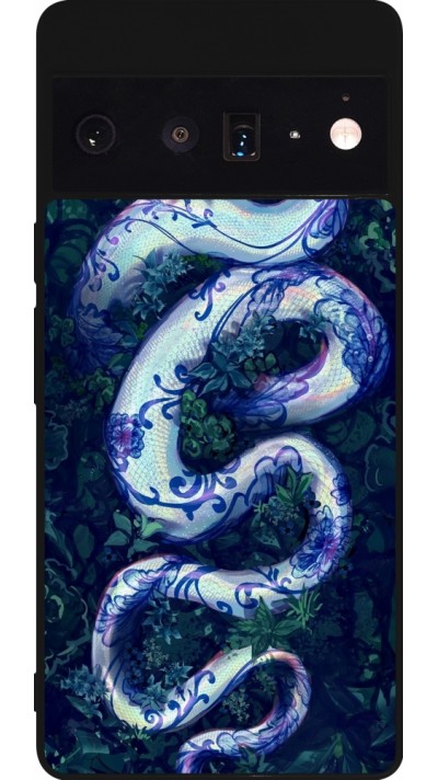 Google Pixel 6 Pro Case Hülle - Silikon schwarz Snake Blue Anaconda