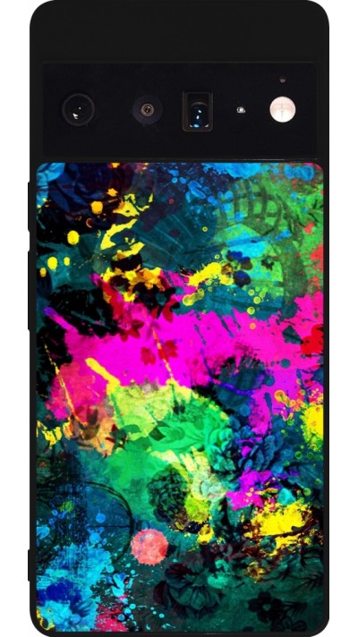 Google Pixel 6 Pro Case Hülle - Silikon schwarz Splash paint