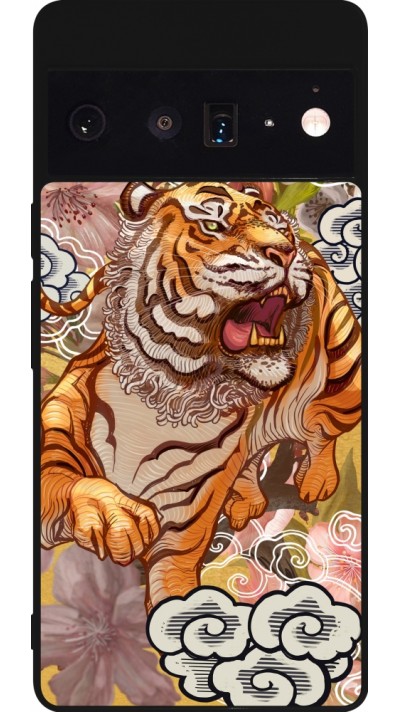 Google Pixel 6 Pro Case Hülle - Silikon schwarz Spring 23 japanese tiger