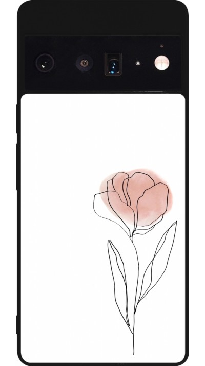 Google Pixel 6 Pro Case Hülle - Silikon schwarz Spring 23 minimalist flower