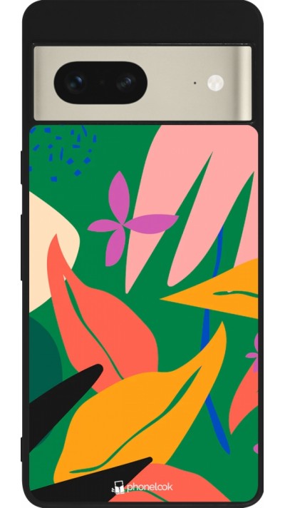 Google Pixel 7 Case Hülle - Silikon schwarz Abstract Jungle