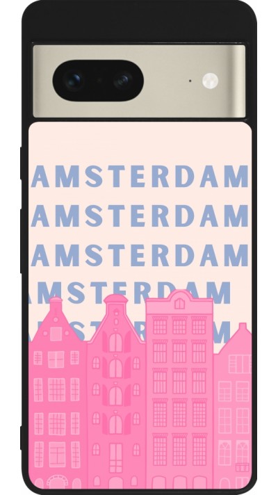 Google Pixel 7 Case Hülle - Silikon schwarz Amsterdam Pink Print