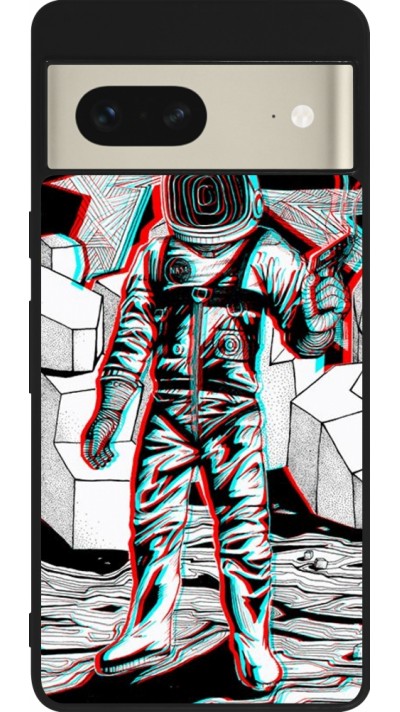 Google Pixel 7 Case Hülle - Silikon schwarz Anaglyph Astronaut