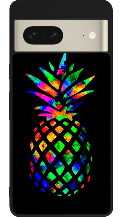 Google Pixel 7 Case Hülle - Silikon schwarz Ananas Multi-colors