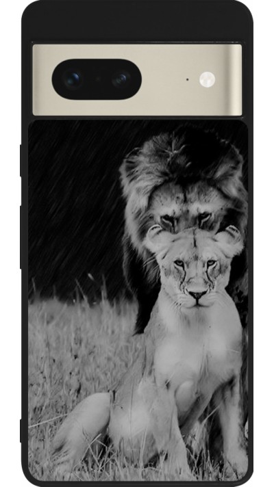 Google Pixel 7 Case Hülle - Silikon schwarz Angry lions