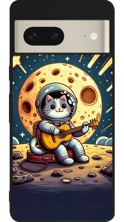 Google Pixel 7 Case Hülle - Silikon schwarz AstroKatze RockMond